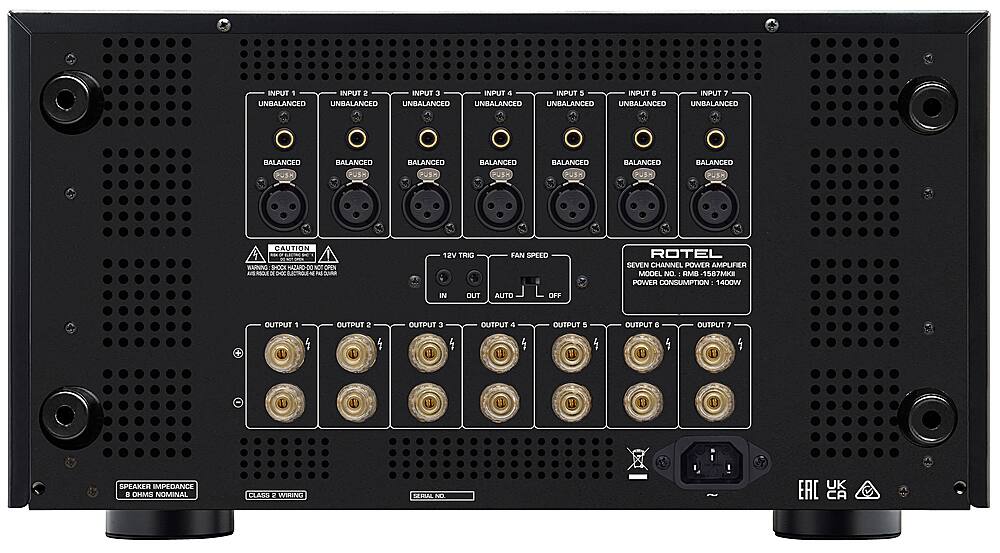 Connectique d'un amplificateur Rotel Home Cinéma